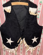 1950s Faux Fur/Cotton vintage Child's Cowboy Cowgirl Western Vest 12 1/2-14 inL