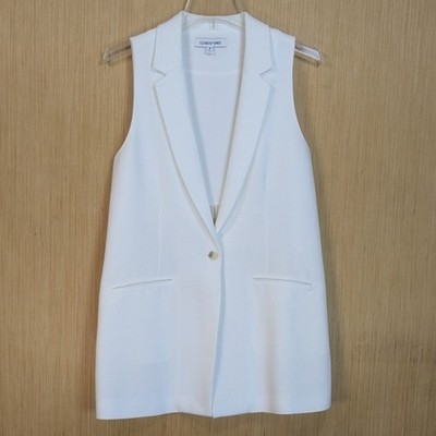 Elizabeth and James White Tailored Garnet Vest Chic Career Luxury Women's Medium