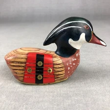 Hand Carved Painted Golf Club Head Drake Duck Decoy Wood Wilson 4 Folk Art VTG
