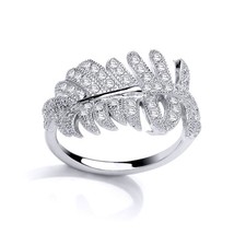 Silver Jewelco London CZ Angel Wing Feather Dress Ring