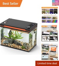 Smart Aquarium Starter Kit, Glass Fish Tank with 24/7 Mode Light, Heater, Wat...