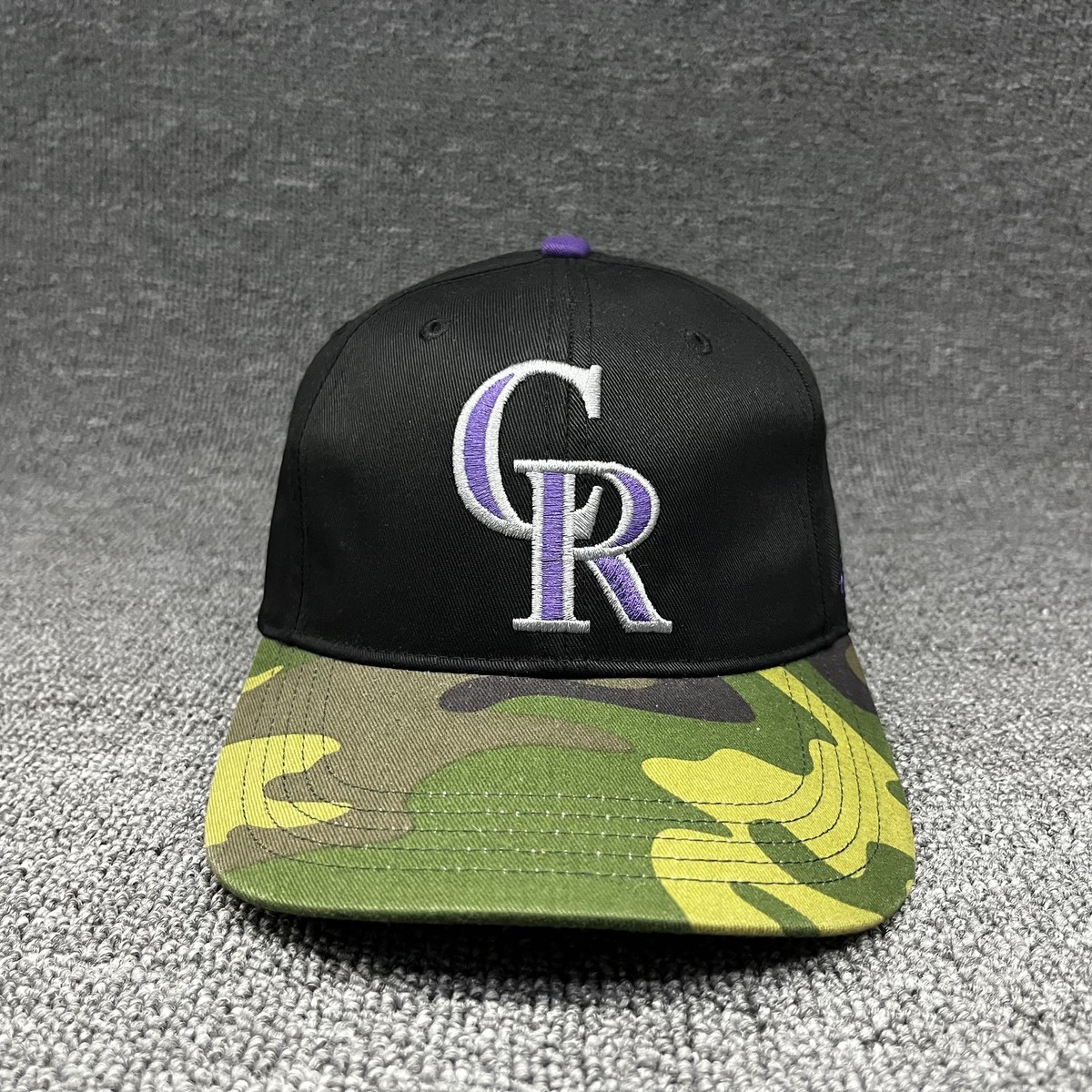 Colorado Rockies '47 Brand Captain Snapback Hat Black Camo Flat Brim MLB Cap