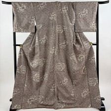 JAPANESE KIMONO FINE PATTERN GRAY 170.5cm 5 ft 7 in PURE SILK B2388