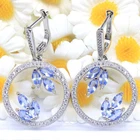 Fantastic Rich Blue Violet Tanzanite White CZ Daily Wear Silver Earrings