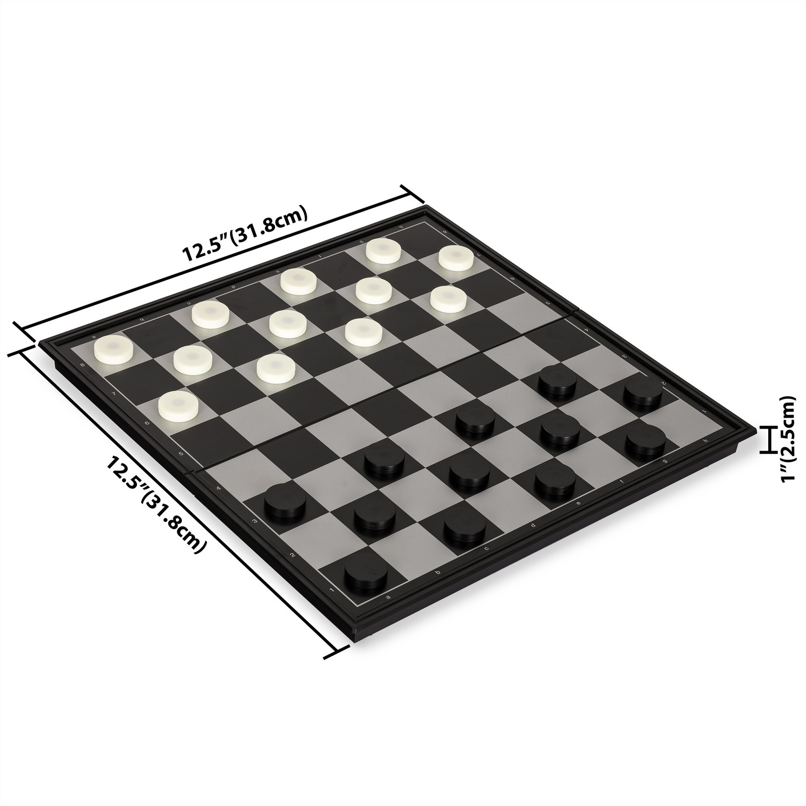 Large 2-in-1 Travel Magnetic Chess & Checkers Board Game Set - 14"