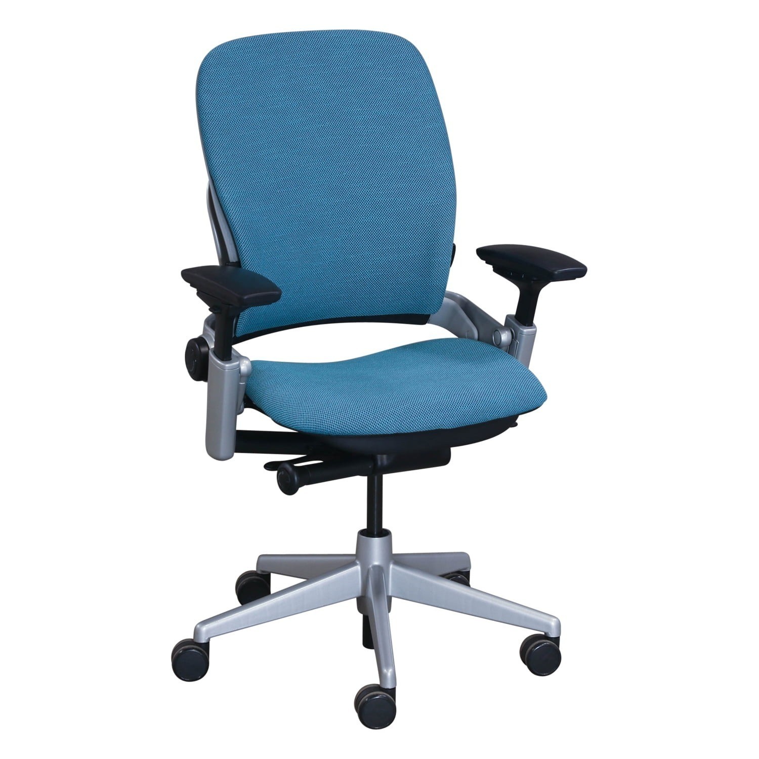 Steelcase Leap V2 Task Chair – Jewel Blue Fabric, Platinum Frame, Ergonomic