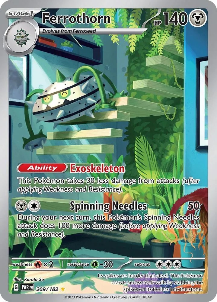 Pokemon Card Paradox Rift Ferrothorn 209/182 Illustration Rare NM