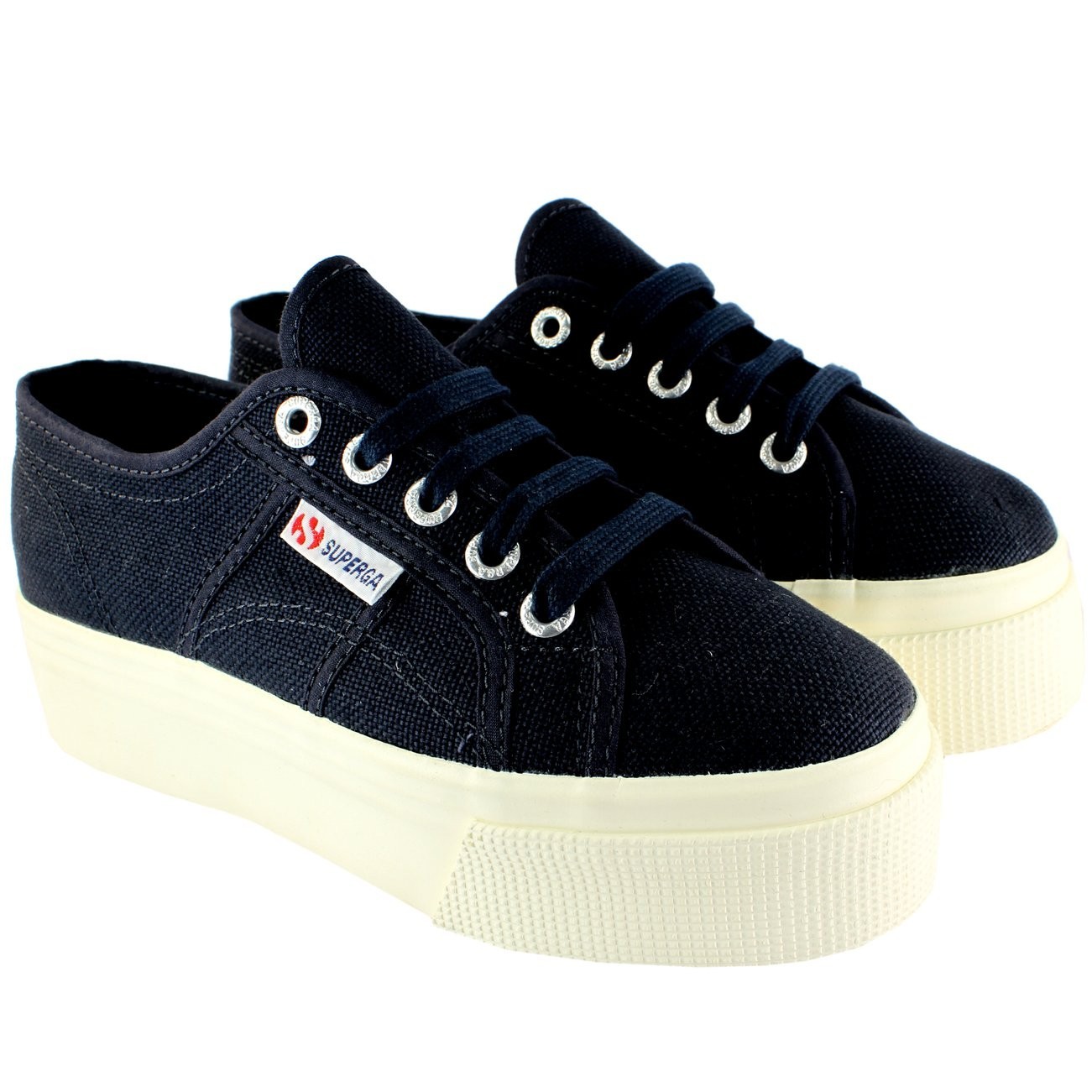 SAOLA Sneakers Superga donna 2790 tela suola grossa plimsoll blu navy 7 5