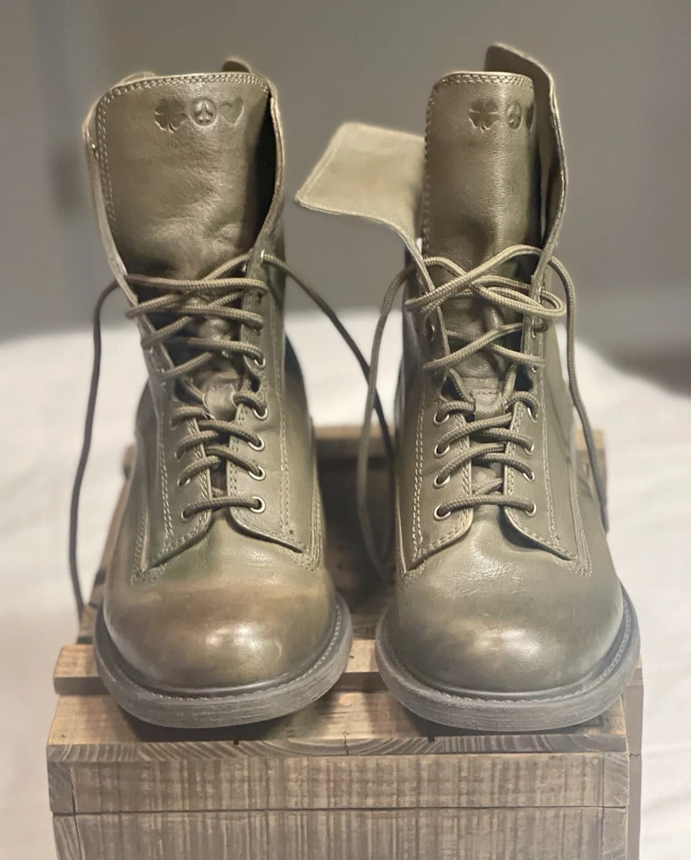 Lucky Brand Women's Combat Style Olive Brown Leather Boots Tie Up Size 6 M EUC - Image 2 of 4