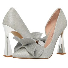Blue by Betsey Johnson Womens Nobble High Heels US 8 M Silver Bow NWOB