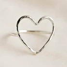 925 Sterling Silver Open Heart Ring Handmade Hammered Band Valentine Gift