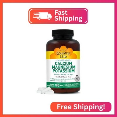 Country Life Target-Mins Calcium Magnesium Potassium, 180 Tablets