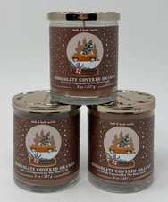 3 NEW BATH & BODY WORKS CHOCOLATE COVERED ORANGE SCENTED CANDLE SINGLE WICK 8 OZ