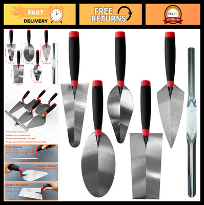 6-Piece Masonry Tool Set - Bricklaying Trowels, Pointing & Jointer for Concrete,