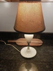 Vintage Milk Glass Hobnail Bedroom Lamp with Trinket Tray Electric 12.5"