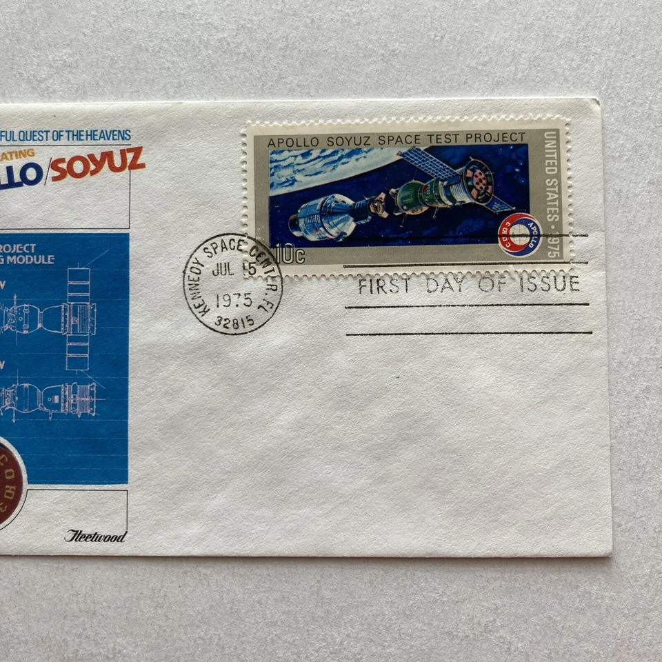 Apollo Soyuz Stamp Space Craft & Docking Module FDC 7-15-75 Fleetwood Cachet - Image 3 of 4