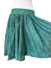 Vintage Green Full Circle Skirt Handmade 32  Waist White Print MCM