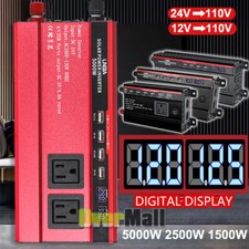 5000W Power Inverter DC 12V to AC 110V Car Modified Sine Wave Converter 4 USB