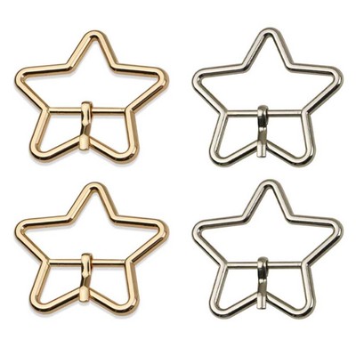 4 Pcs Single Prong Belt Buckles Star Shape Center Bar Buckles Metal Waist Buc...