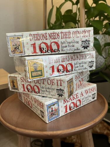 Four Vintage Mary Engelbreit Puzzles 100Pc Each - New, Sealed, Never Opened.