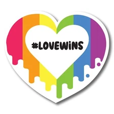 LGBTQA LGBTQ #Lovewins Rainbow Heart Magnet Decal, 4.5x5 Inch, Support Gay Pride