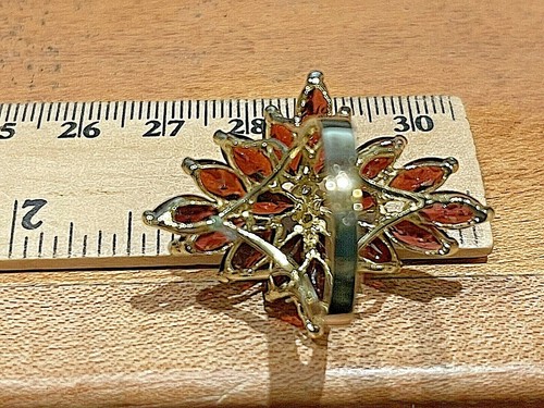 RACIMOS DE FLOR DE GRANATE 3,5 CM ORO 14K CON ANILLO DE DIAMANTES - Imagen 8 de 9
