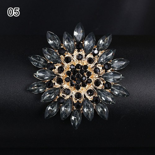 Vintage Stil Elegant Oval Blume Strass Kristall Brosche Pin Bunter Ton - Bild 11 von 43