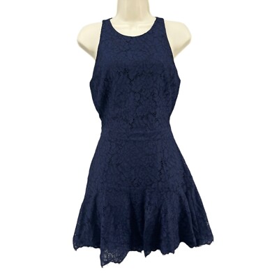 Joie Adisa Mini Dress Navy Blue Lace Overlay Sleeveless Flare Pleated Lined  Sz 4 | eBay