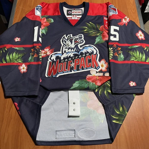 Game Worn Bobby Butler Hartford Wolf Pack Luau 2018-19 AHL Hockey Jersey Used 54