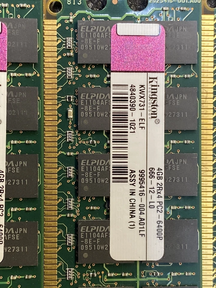 (Lots of 4) Kingston 4GB-PC2-6400P DDR2-800 2Rx4 ECC-Registered KWX731-ELF DIMMs - Image 2 of 2