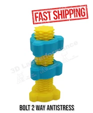 Fidget Toy 2-Way Bolt Yellow And Sky Blue – Anti-Stress