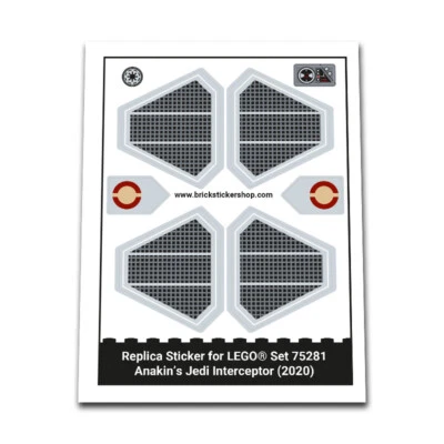 BRICKSTICKERSHOP Adesivo di ricambio per set 75281 - Anakin's Jedi Interceptor