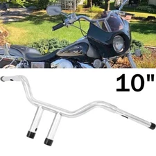 Chrome 10" Rise T-Bar 1-1/4" Handlebar Fit For Harley Dyna Street Bob Softail