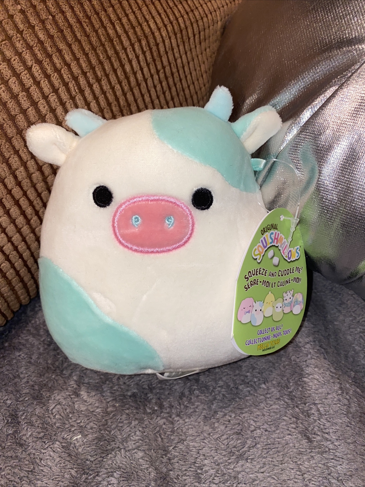 squishmallow blue easter cow