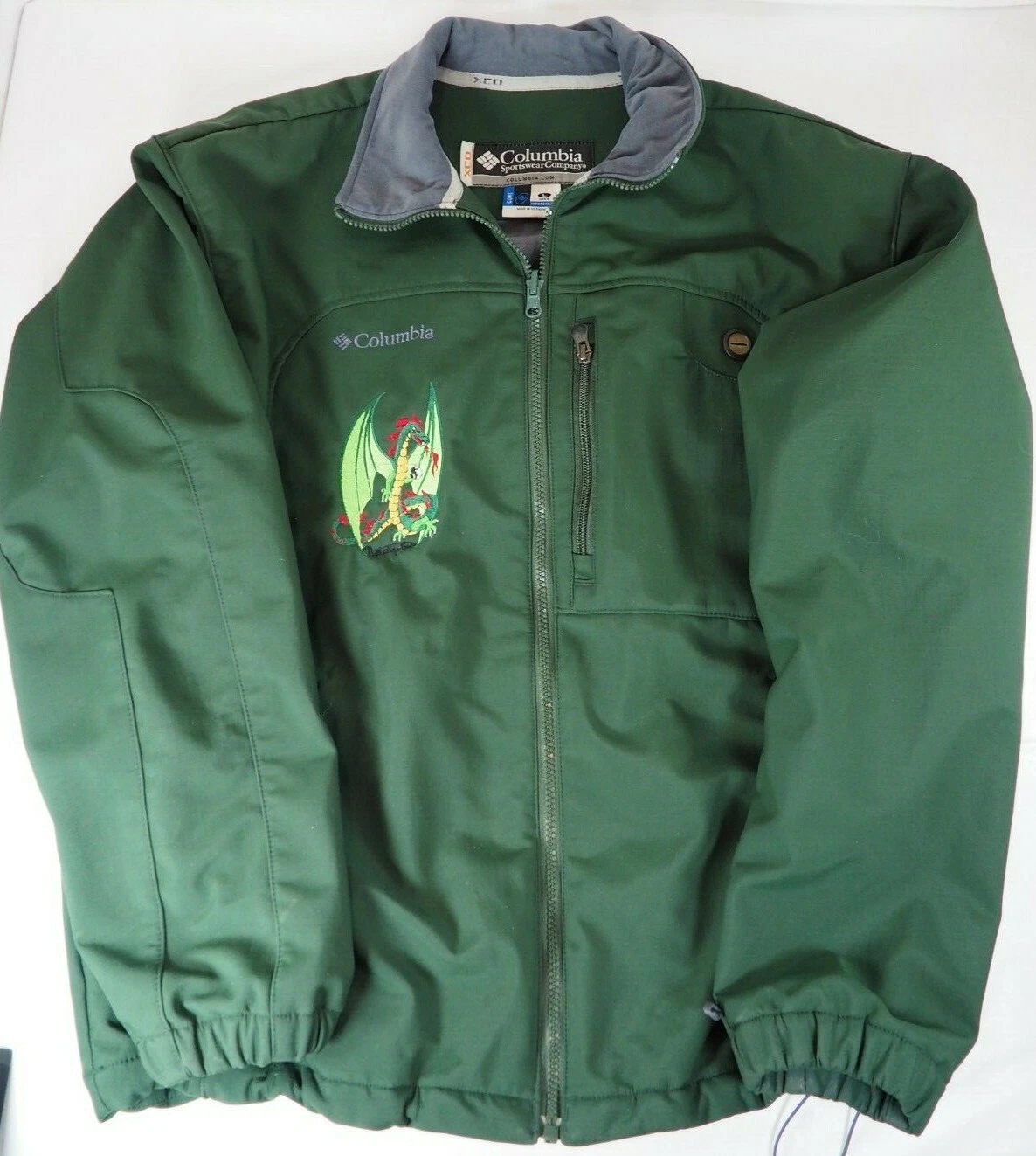 Columbia XCO Core Interchange Green Softshell Men's Jacket With Dragon!- Size L