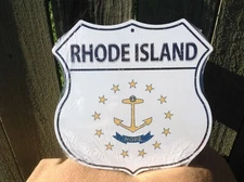 Rhode Island State Flag US Highway Sign Novelty Metal 12" x 12" Road