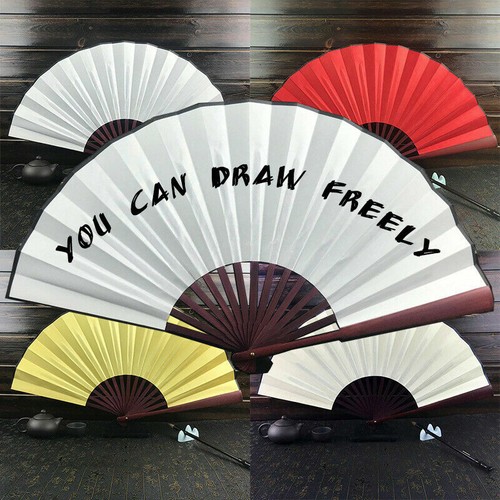 Vintage Bamboo Silk Hand Fan Chinese Japanese Cartoon Cat Paint Folding Gifts - Picture 11 of 15