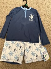 Bluey 2 Piece Toddler Long Sleeve Rashguard  Shorts Boys Swimsuit Set Sz 5T NEW