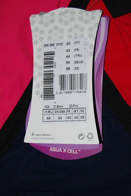 NWT Aqua Sphere Women's Koa Black Pink Aqua X Cell 1-pc Tank Swimsuit sz 8 12 14
