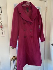 Women’s Via Pink Jacket Long Coat Wool Size 12