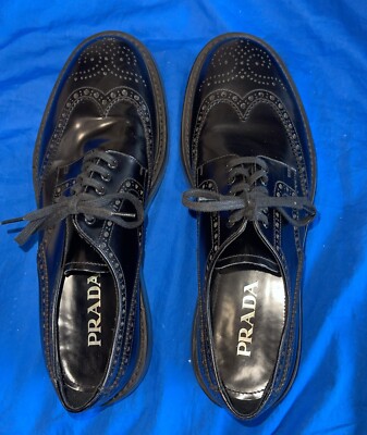 Prada Air Sole Levitate Brogues Brogue Black Leather Shoes  display picture 3