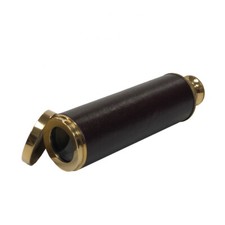 14" Polished Brass Leather-Wrapped 10X Telescope- Antique Vintage Style