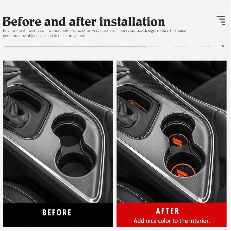 Inserto portavasos Auovo para Dodge Challenger 2015-2023 revestimiento de consola central de puerta Foto 2 de 4