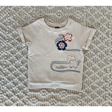 Tea Collection Girls Embroidered Jersey Shirt Cream Size 4