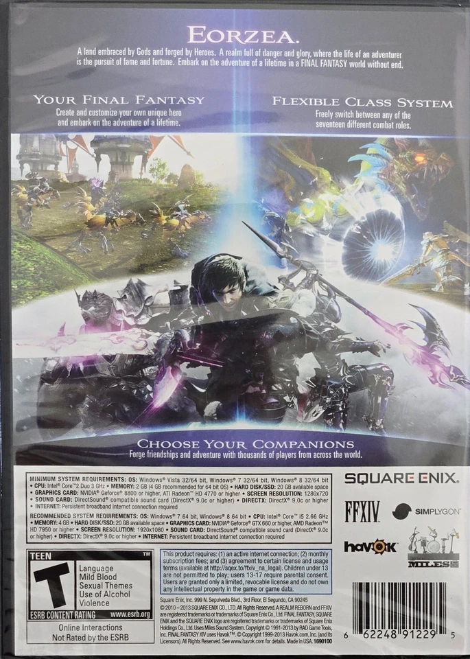 Final Fantasy XIV: A Realm Reborn Online PC DVD-ROM Game New Factory Sealed - Image 3 of 3