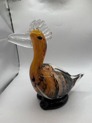 Murano Style Orange Art Glass Pelican Bird Handblown Sculpture Figure - Bild 1 von 10
