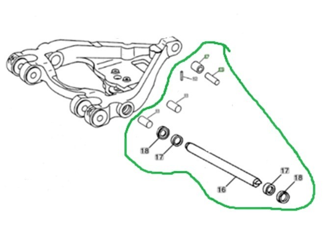 John Deere updated load control shaft/bushing kit early 3020 (up to sn 123000)