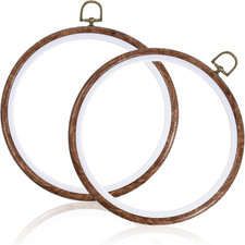 2 Pcs Round Embroidery Hoop Frame, 8 Inch Imitated Wood Embroidery Frame Circle