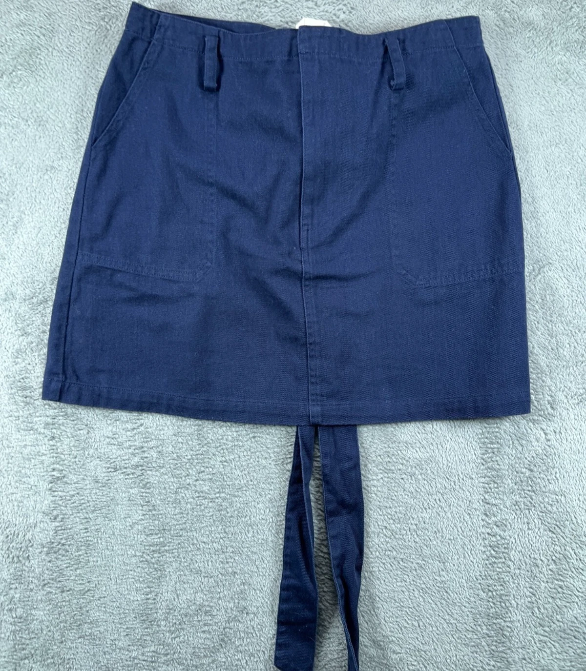 Anthropologie Harper Heritage Skirt Womens Large Blue Mini Skirt Belted Utility
