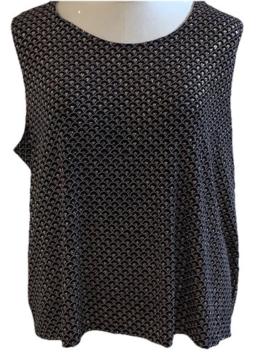 Citiknits Sleeveless Tank Top Plus 3X Liquid Travel Knit Acetate Shell Blouse - Picture 2 of 7